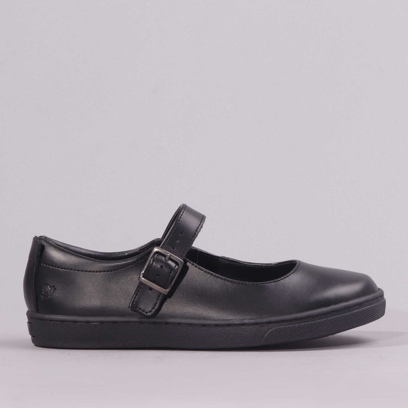 Girls School Shoe with Buckle in Black
