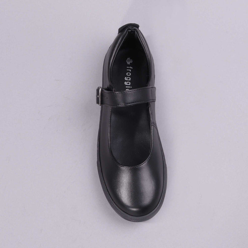 Girls School Shoe with Buckle in Black