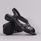 Elasticated Cut-out Sandal in Black