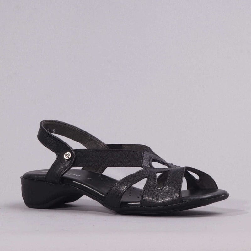 Elasticated Cut-out Sandal in Black