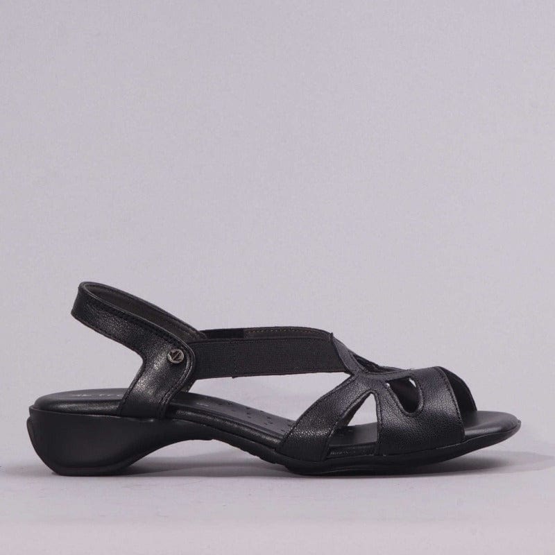 Elasticated Cut-out Sandal in Black