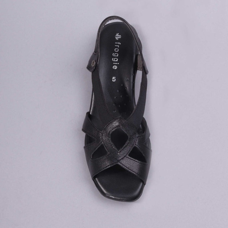 Elasticated Cut-out Sandal in Black