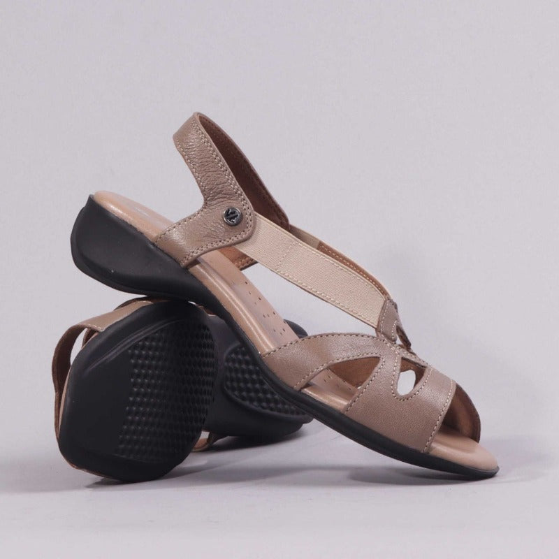 Elasticated Cut-out Sandal in Stone