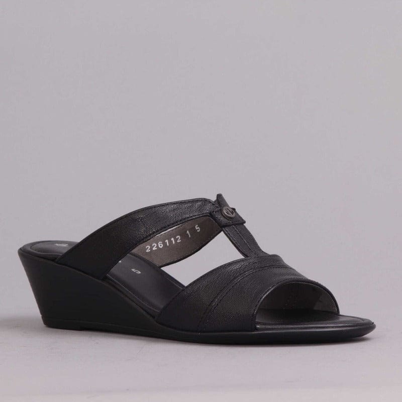 Slip on double sales band wedge sandals