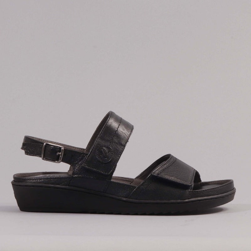 2-Strap Sandal with Removable Footbed in Black - 11639