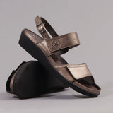 2-Strap Sandal with Removable Footbed in Lead Metallic