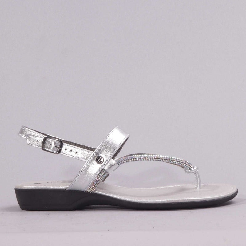 Diamante Rope Thong Sandal in Silver
