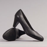 Mid Heel Court Shoe in Black - 12045