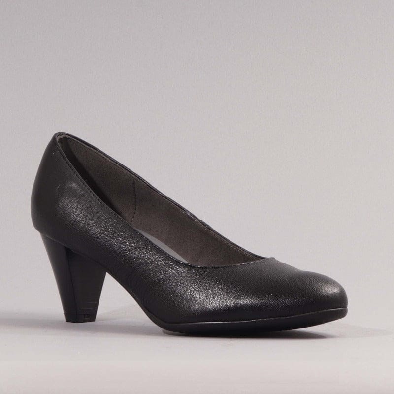 Mid Heel Court Shoe in Black - 12045