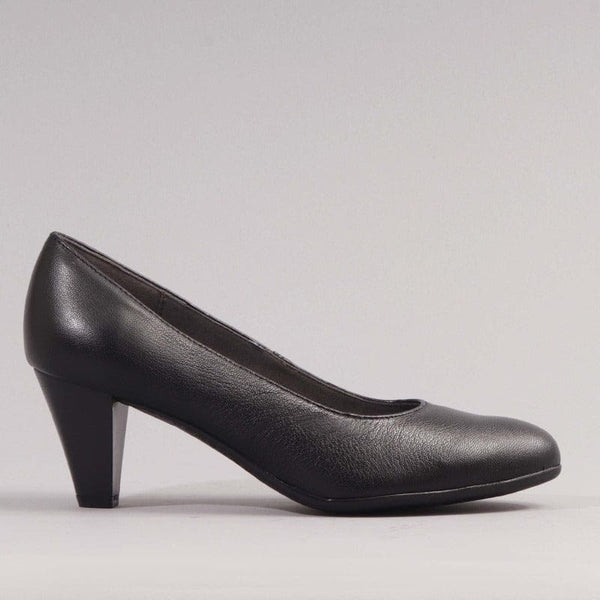 Mid Heel Court Shoe in Black - 12045