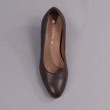 Mid Heel Court Shoe in Brown