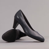 Mid Heel Court Shoe in  Navy - 12045