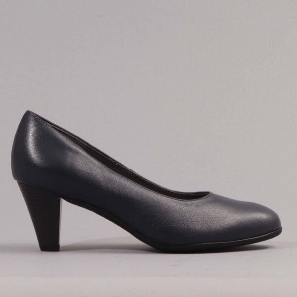 Mid Heel Court Shoe in  Navy - 12045