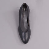 Mid Heel Court Shoe in  Navy - 12045
