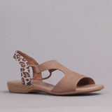 Slingback T-Bar Flat Sandal in Stone