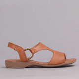 Slingback T-Bar Flat Sandal in Tan