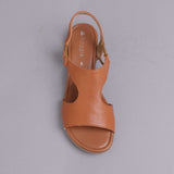 Slingback T-Bar Flat Sandal in Tan