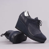 Wedge Sneaker in Navy - 12253