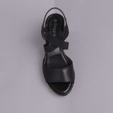 Crossover Wedge Sandal in Black