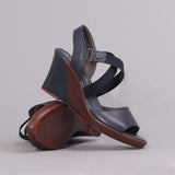 Crossover Wedge Sandal in Navy