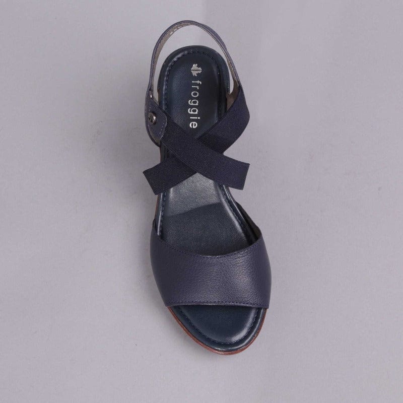 Crossover Wedge Sandal in Navy