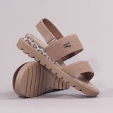 Double-band Slingback Sandal in Stone