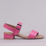 Low Heel Slingback Sandal in Hot Pink