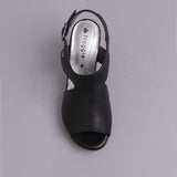 Peep-toe High Heel Sandal in Black