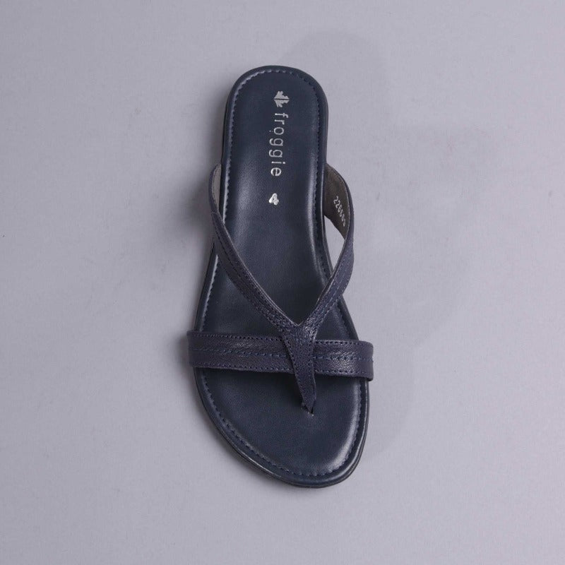 Crossover Flat Thong Sandal in Navy