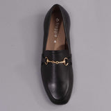 Closed Shoe with the Gold Trim in Black