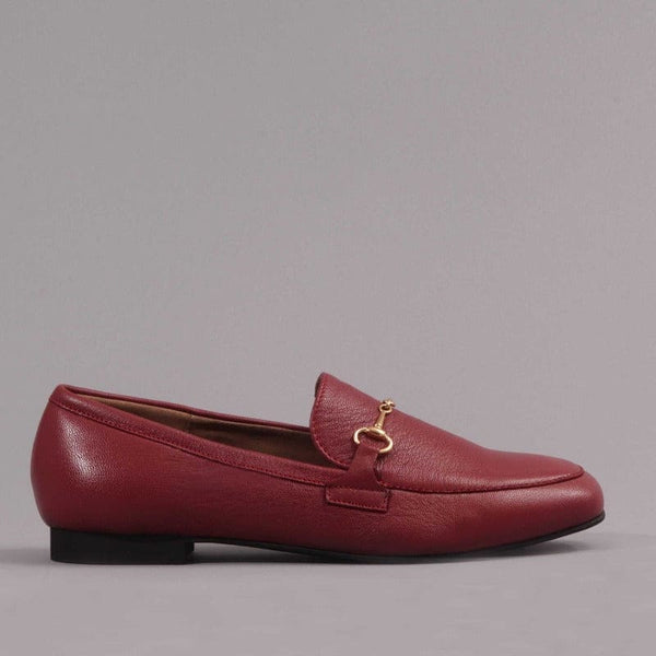 Loafer with Gold Trim in Red 