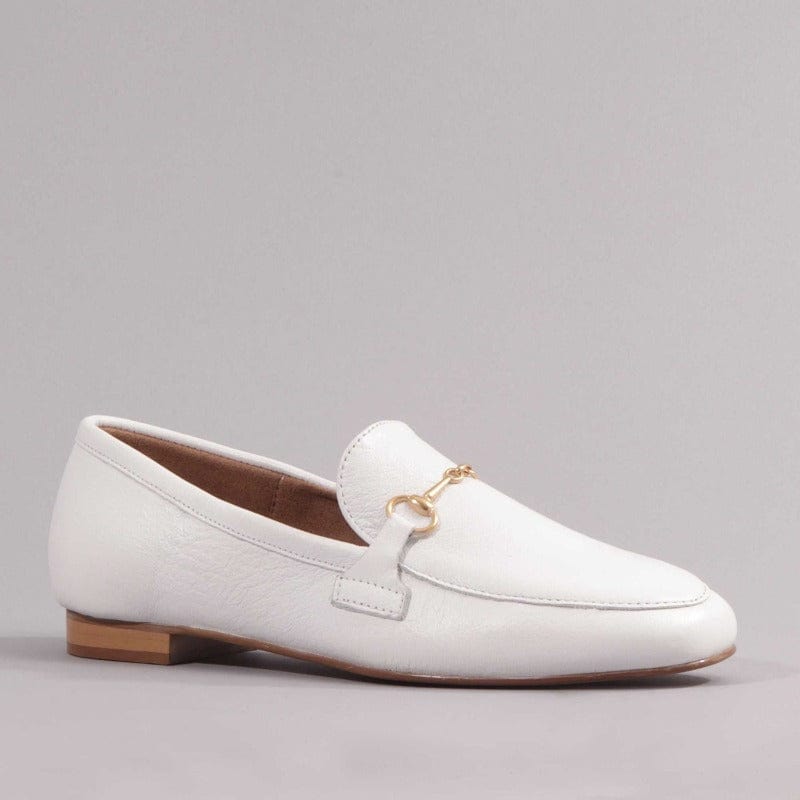 Froggie Closed Shoe with the Gold Trim in White