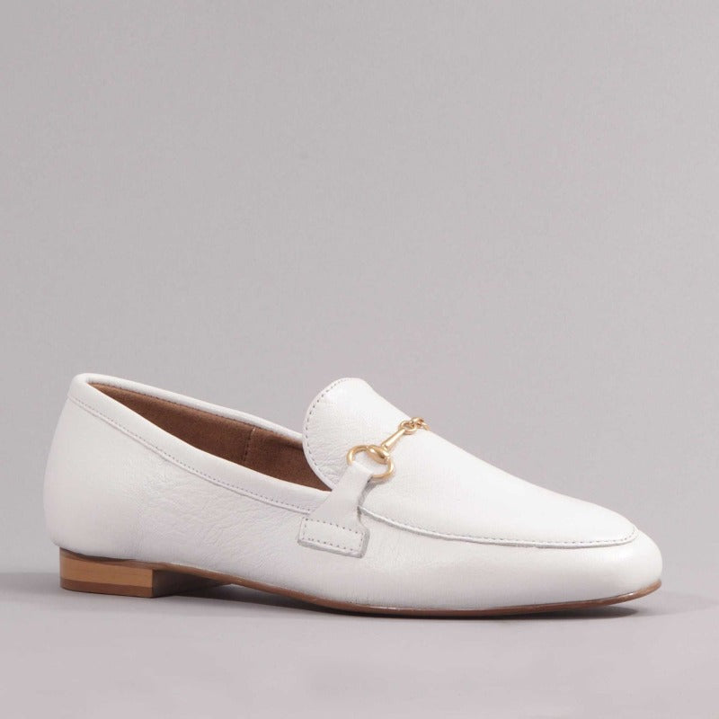 Closed Shoe with the Gold Trim in White