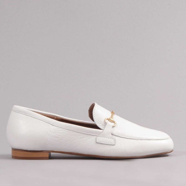 Closed Shoe with the Gold Trim in White
