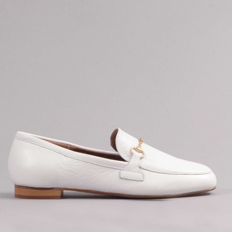 Closed Shoe with the Gold Trim in White