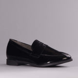 Penny Loafer with Removable Footbed in Black Patent