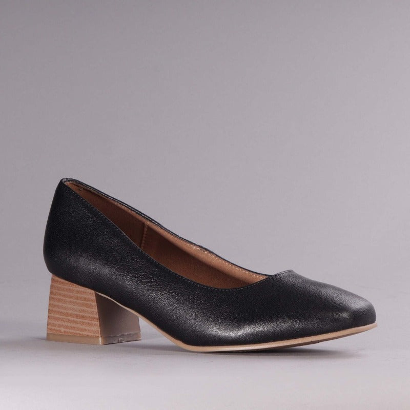 Block Heel Court Shoe in Black - Froggie | Leather Shoes | South Africa ...