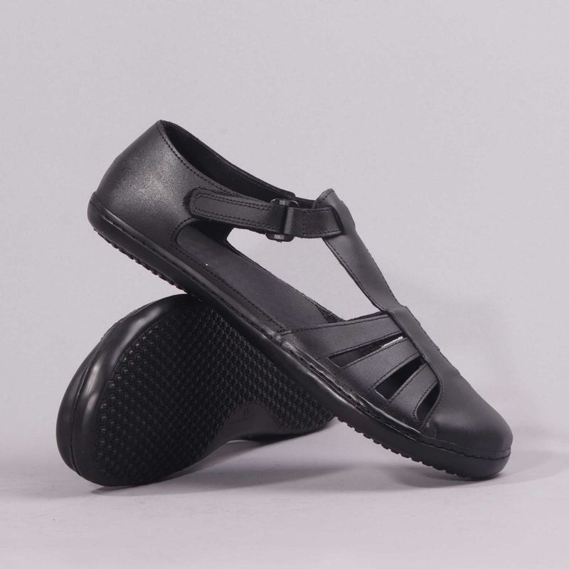 Girls School Sandal in Black Sizes C36 - C43 - 7811
