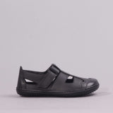 Boys School Sandal  in Black Sizes  28 -33 - 7816 - Froggie Shoes