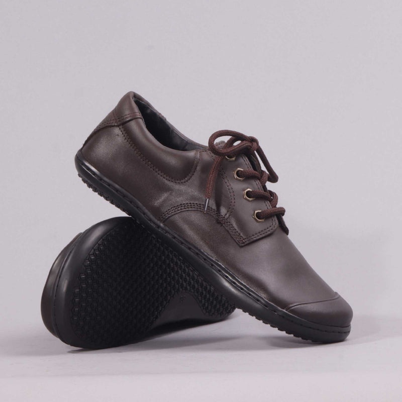 Boys Lace-up School Shoe in Brown Sizes 34-38 - 7824