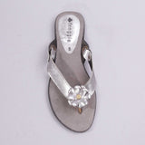 Flower Thong Sandal in Pewter - 7968
