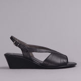 Slingback Wedge Sandal in Black - 12393