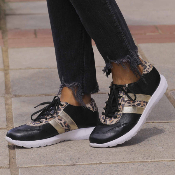 Lace-up Glam Sneakers in Black Multi